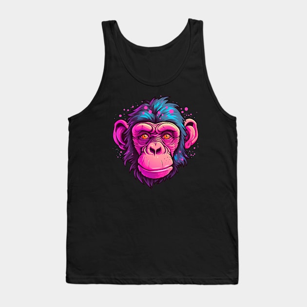 Pink chimpanzee face Tank Top by Clearmind Arts